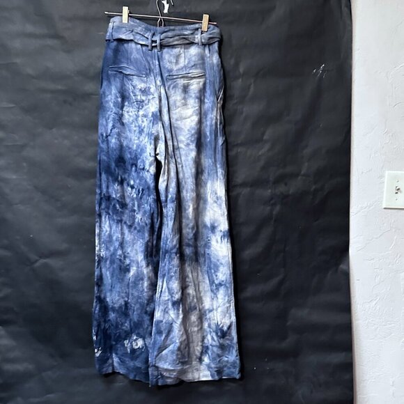 H&M Tie Dyed Cotton Black Pants Blue Size 8  Wide Legged Trousers Slacks Cotton - Picture 4 of 11